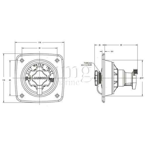 Box Attaco Ingresso acqua Jabsco misure