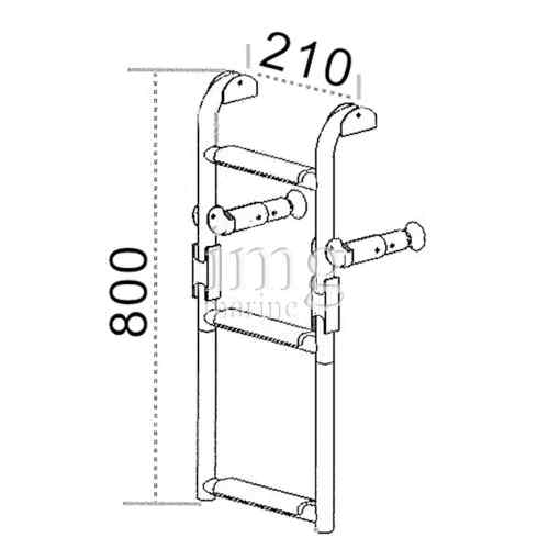 Scaletta pieghevole per specchio di poppa - Disegno misure