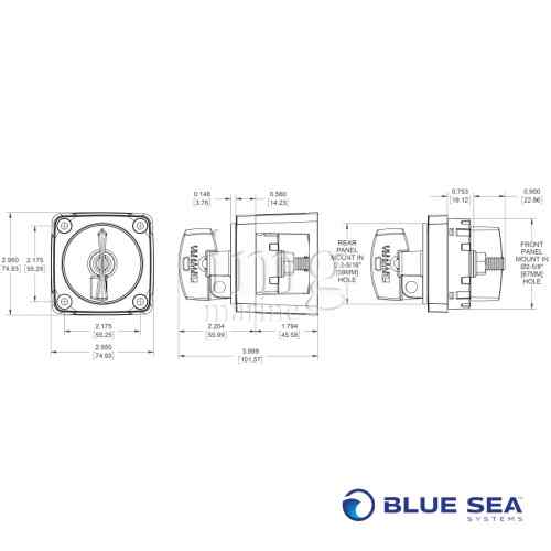 Staccabatteria bipolare 300A Blue Sea misure