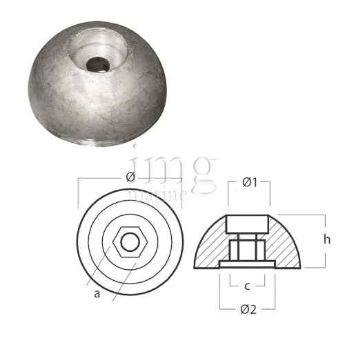 Anodo elica Bow Thruster zinco cavo