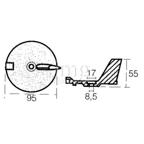 Anodo a pinna Yamaha - Selva misure