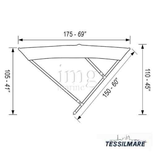 Tendalino 3 archi H140 Grigio Tessilmare Bimini misure