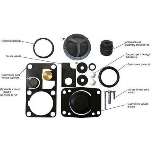 Kit guarnizioni WC manuale Jabsco precedente 1998 componenti Kit guarnizioni WC manuale Jabsco precedente 1998 componenti
