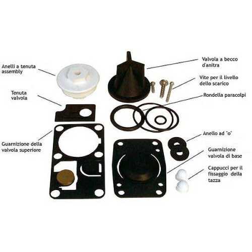 Kit guarnizioni WC manuale Jabsco dal 1998 al 2007 componenti Kit guarnizioni WC manuale Jabsco dal 1998 al 2007 componenti