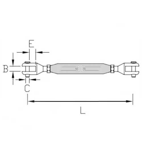 Tenditore con due forcelle fisse misure