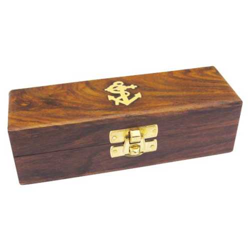 Scatola portaoggetti in legno con intarsi in ottone piccola