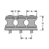 Rulliera passo 39 con puleggia Ø 38 in alluminio
