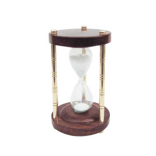 Clessidra in vetro soffiato, ottone e legno 3 min.