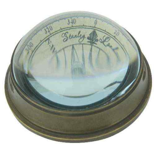 Bussola con vetro Ø 6 cm in ottone anticato prospettiva