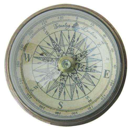 Bussola con vetro Ø 6 cm in ottone anticato