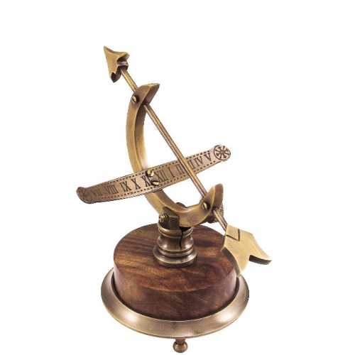 Meridiana in ottone anticato e legno profilo