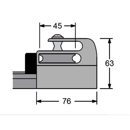 Terminale con 1 puleggia e arricavo per rotaia 31x21 Antal - Misure