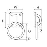 Anello su piastra a 4 fori in acciaio Inox