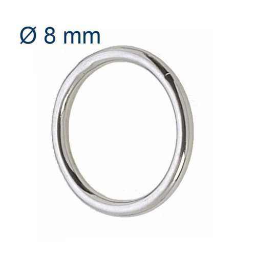 Anello tondo Ø 8 mm in acciaio Inox