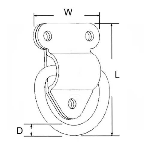 Anello abbattibile su piastra a 3 fori in acciaio Inox misure