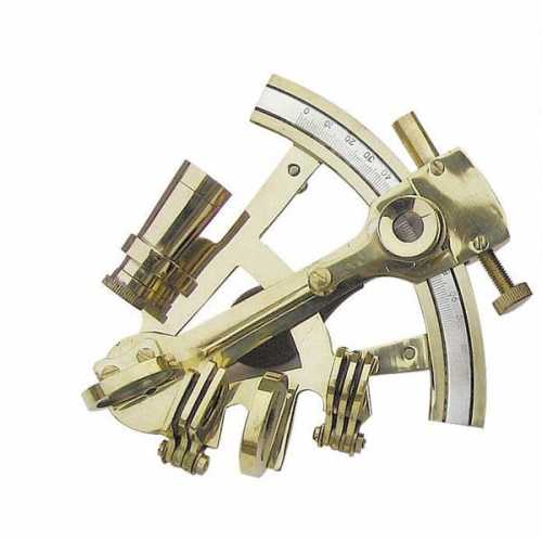 Sestante in ottone e impugnatura in legno