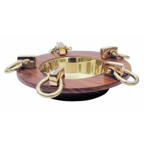 Posacenere in legno e con grilli in ottone